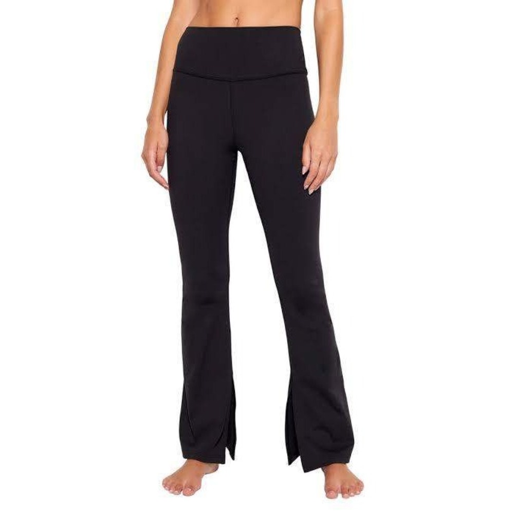 338 Spiritual Gangster Black High Waist Flare Leggings Split Hem (Medium, EUC)